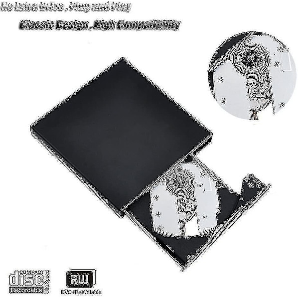 Ekstern DVD-drev med CD-brænder (kombination), USB-interface