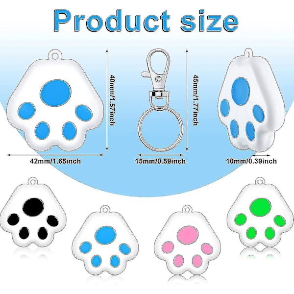 4 stk GPS-sporingsenheter, søte kjæledyrlokaliseringsenheter (blå, svart, rosa, grønn) (,)