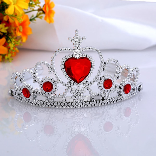 1 stk Princess Tiara Crown Dress Up Tiara Girls Dress Up Festtilbehør red