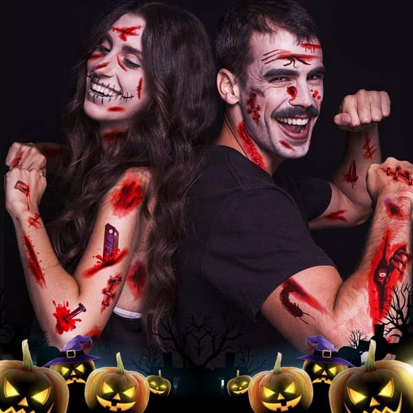 Midlertidige tatoveringer til Halloween 10 ark MultiColor