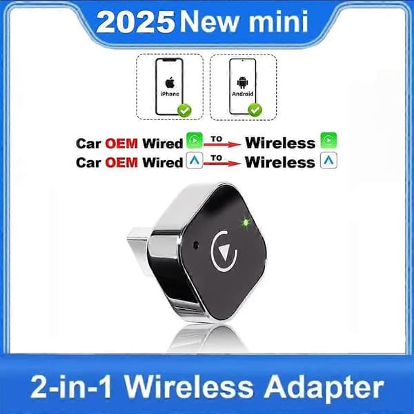 Uusi langaton CarPlay/Android Auto -sovitin Android iPhone -autoyhteyskotelolle Langallinen langattomaan Smart AI Box USB -dongle Plug And Play Universal
