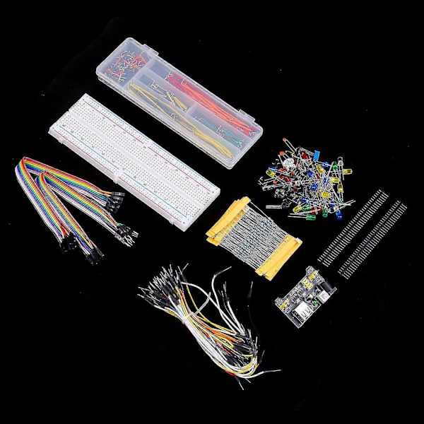 830 Kopplingsdäck Set Elektronikkomponent Startpaket DIY Kit med Plastlåda Kompatibel med Arduino UN