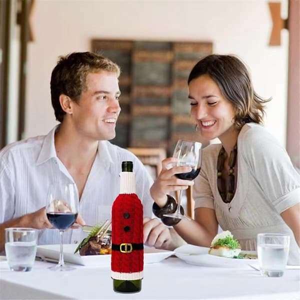 Julöverdrag för Vinflaskor Vinflaska Dekoration Robust Stickad Flaska Tröja Festlig Vin Bo