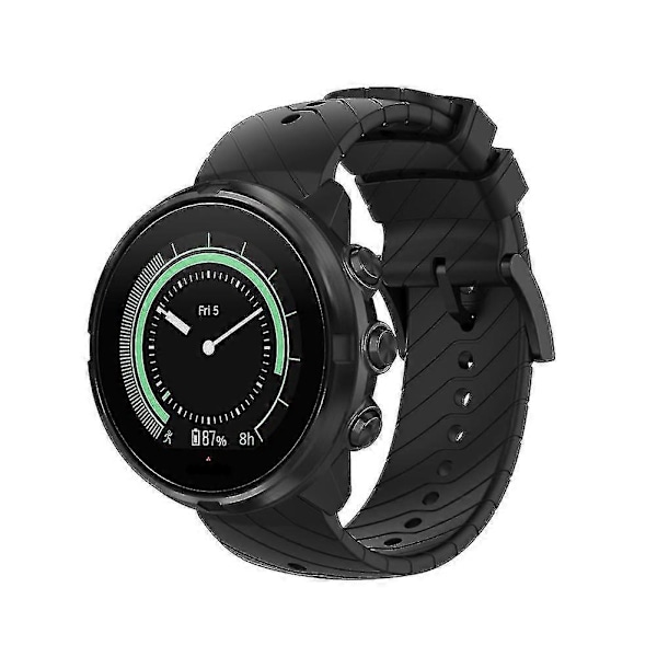 24mm Udskiftningssilikon Universal Urrem Smartwatch Rem Til Suunto 9 - FARVE: Sort