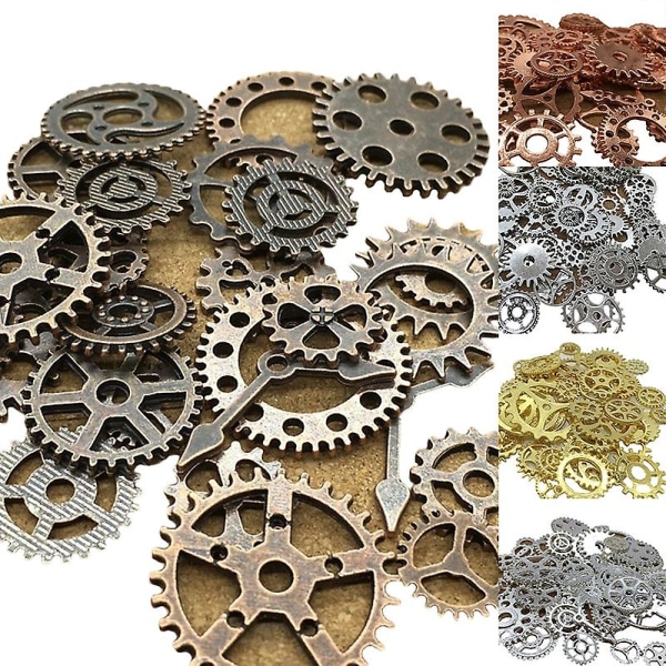 100 g vintage smycken gör DIY Punk Steam Mekanisk legering Gear Hänge Hantverk Art-jbk Antique Silver