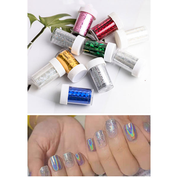 Nagelfolie 10 rullar MultiColor