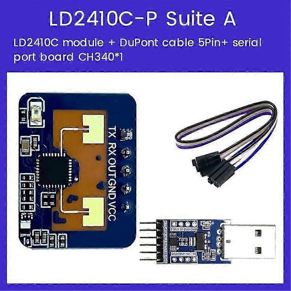 LD2410C 24G Radar Människonärvarosensor+CH340 Adapter FMCW Radar Millimetervågs Rörelsedetekteringsmodul DC5V