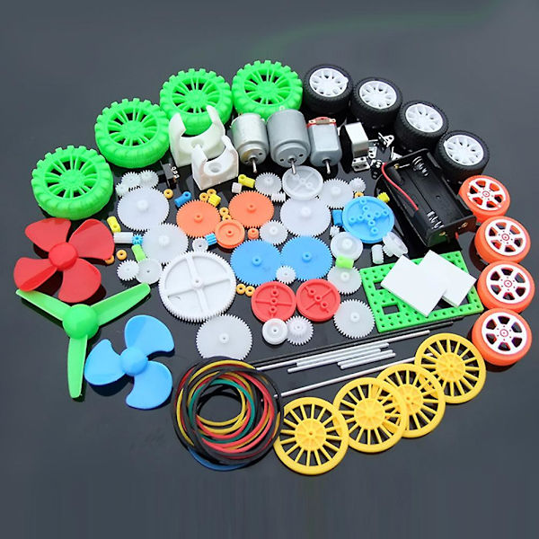 112-dels DC-motorkit, Elektrisk Minmotor med Plastväxlar, Motorfäste, Axel, Propeller för DIY-Vetenskapsprojekt