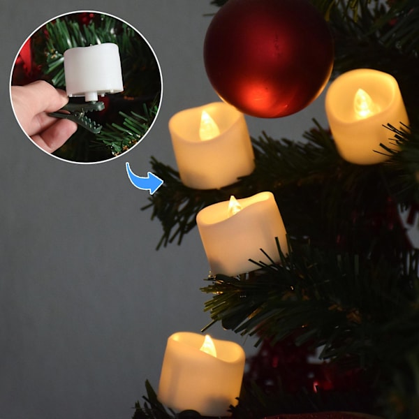 Flammeløse LED-telys Elektroniske Lys med Klips Dekorative Falske Lys til Juletræ Valentinsdag Bryllup Spisebord Dekoration9