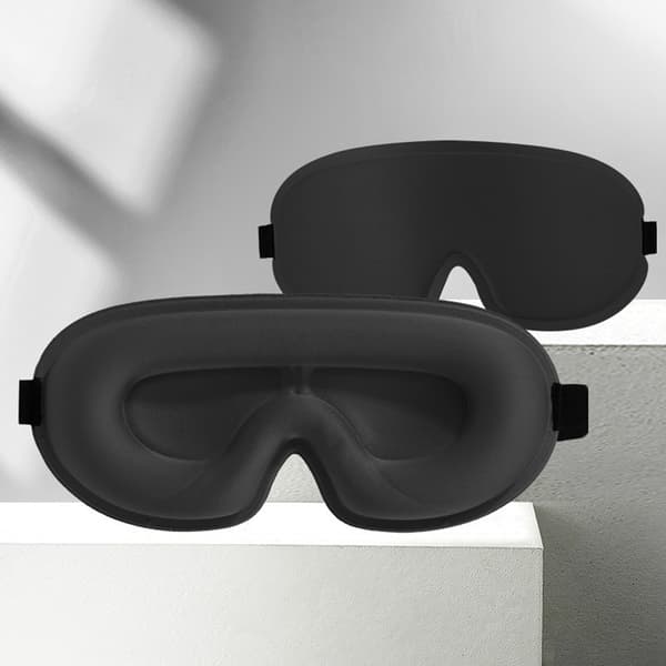 3D Øjenmaske til søvn - Blød, behagelig og justerbar for total mørke og afslappende søvn Sort