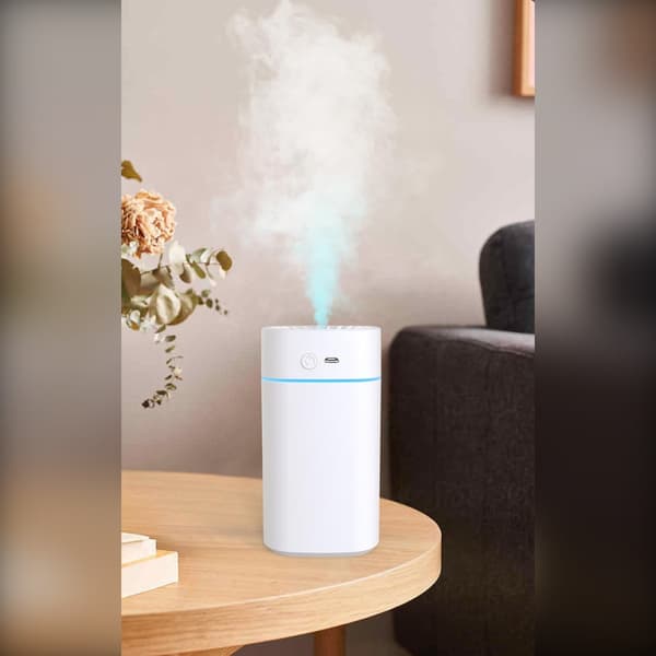 Genopladelig Aroma Diffuser Luftfugter med Stemningsbelysning, Kompatibel med Huawei, Samsung, Apple, Garmin Hvid