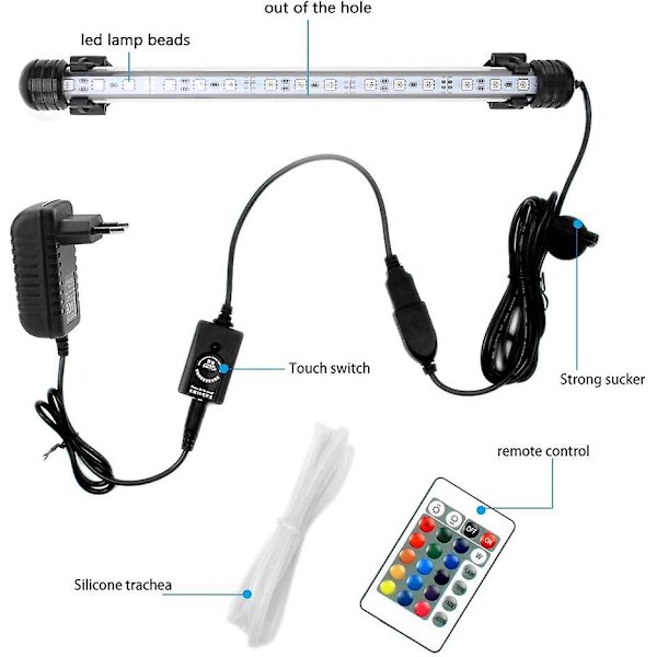 Farverige LED Akvarielys Fisketank Lys Vandtæt Lysrør Farve Lys Dykkerlys 28cm