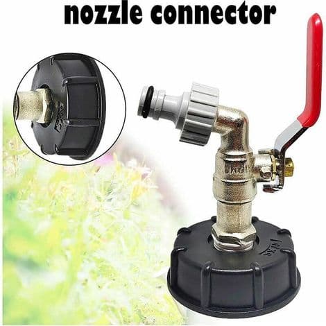 1000L Tankkran Regnvannsoppsamlingskran, IBC Vanntankadapter 1/2\" Dobbel Regnvannsoppsamlingskran, Messingkran av PP 60mm Grovgjenge (2)