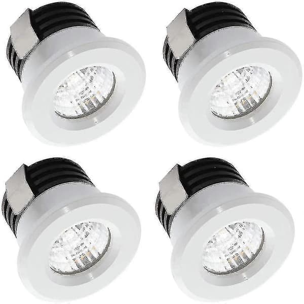 Sæt med 4 Mini LED Indbygningsspots til Gipspladebelysning 3 W Varm Hvid