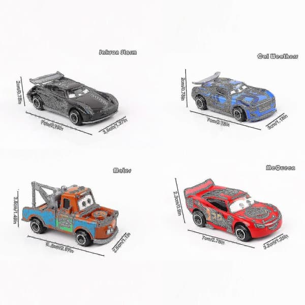 6 st Bilar 3 Blixten McQueen Jackson Storm Mack Uncle Truck Metallbil Modell Leksak Present