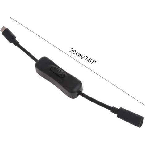 USB-C förlängningskabel med på/av-knapp för Raspberry Pi 4 och Android-enheter