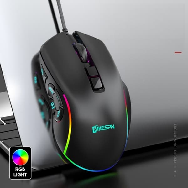 10-button RGB Gaming Mouse with High Precision and Customizable DPI up to 12800 for Optimal Gaming Experience