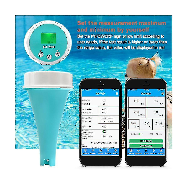 6-i-1 Vandkvalitetsdetektor Smart Online Bluetooth Vandklor Meter Ph Meter Strømværktøj Til Swimmingpool