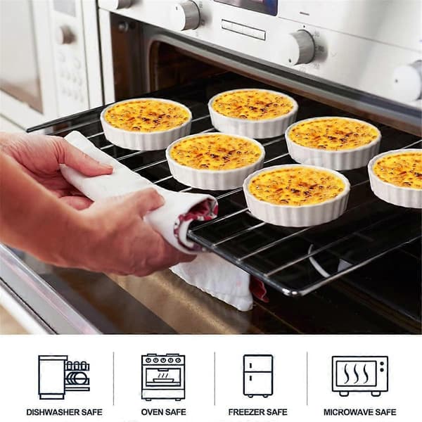 140 ml Crème brûlée-formar, runda räfflade quicheformar, pajform, ugnssäkra formar för bakning, sufflé
