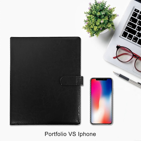 A4 Magnetisk Konferensmapp Clipboard med Förvaringsportfölj Padfolio PU Läder Intervju Dokumentorganisatör