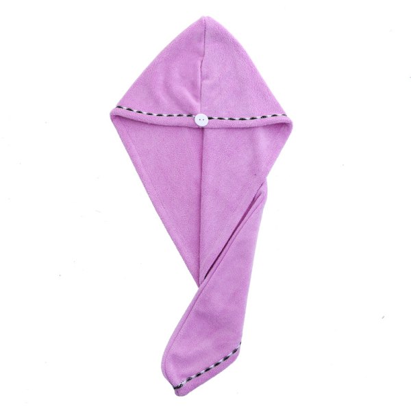 Pakke med 2 håndkleinnpakket superabsorberende hårtørkehetter med knapper 24*64 cm light purple