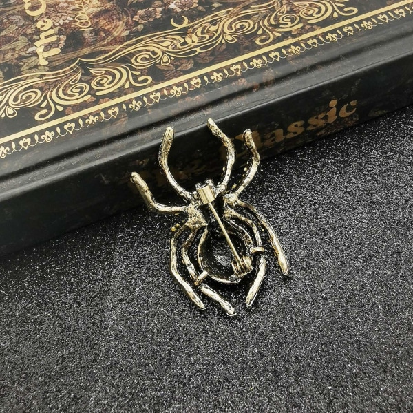 Halloween hämähäkin muotoinen rintakoru Pins tekojalokivi Zirkonia Crystal Hieno ja yksinkertainen luova hämähäkkirintaneula
