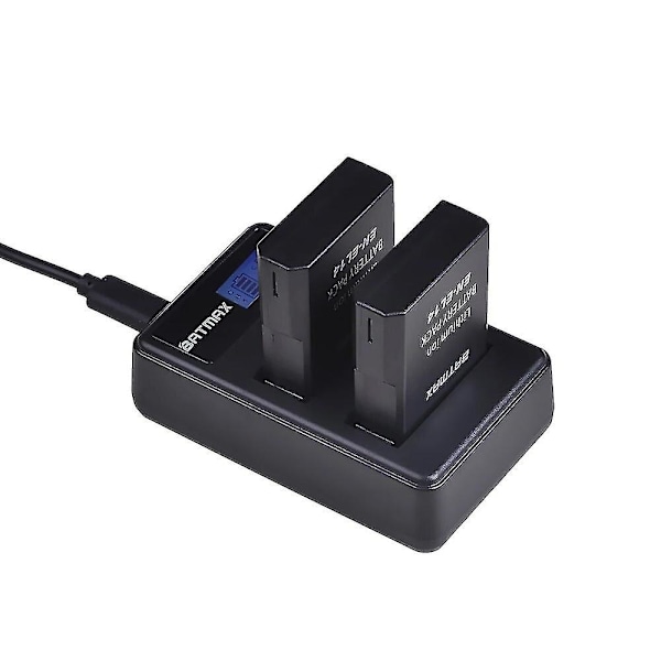 2x En-el14 En-el14a Enel14 En El14 El14a Batteri + LCD USB Dubbel Laddare Kompatibel Nikon D3100 D3200 D3300 D5100 D5200 D5300 P7000-FÄRG: 1 Batteri