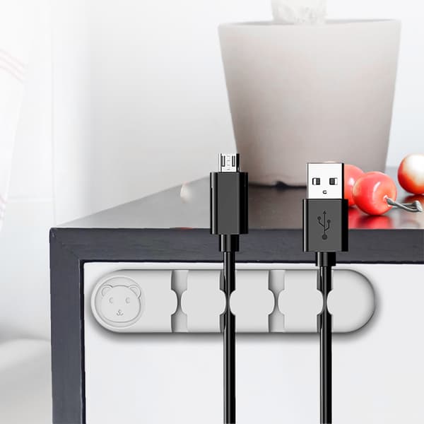 Self-adhesive Cable Holder / Cable Organizer with 6 Slots White