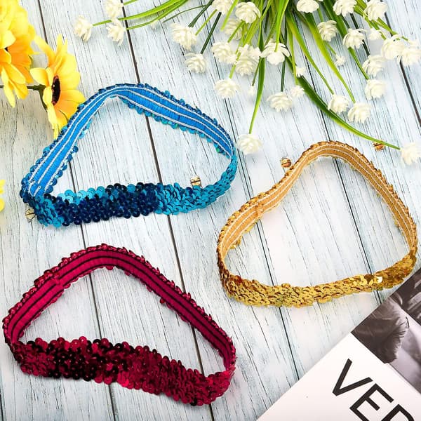 6 Stykker Sekvens Hodebånd Sports Glitter Hodebånd Elastisk Glitrende Bling Sport Hodebånd