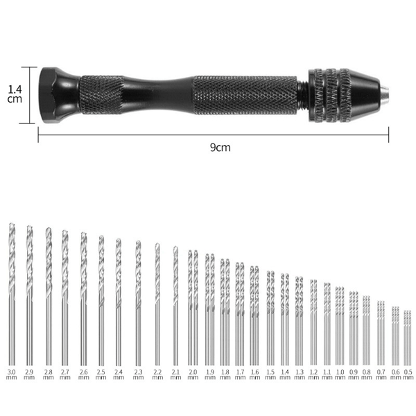 49 kpl 0,5-3,0 mm nopea teräsminiporanteräsarja musta