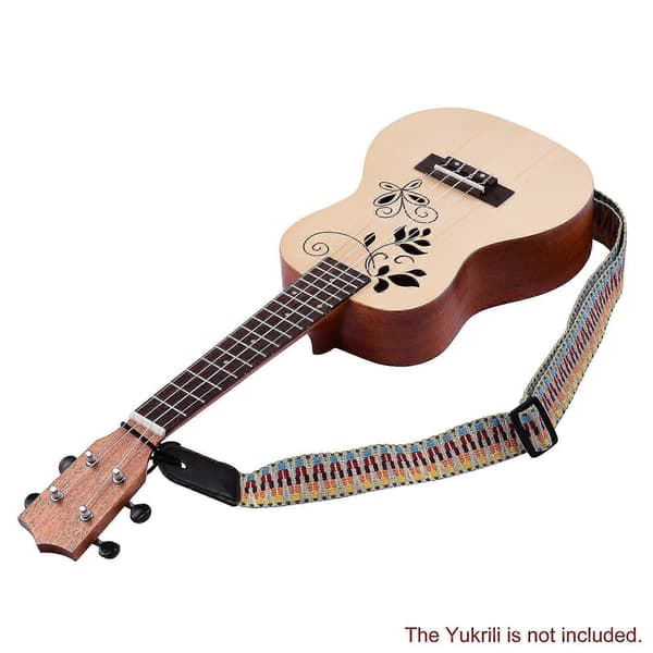 Justerbar Ukulele Rem Mjuk Bomull Regnbåge Vävd Axelrem Med Plastspänne Hängande Rep För Ukulele