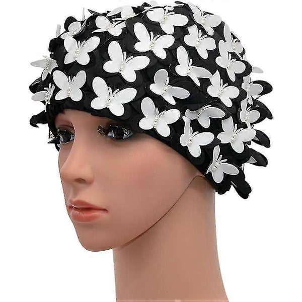 Vintage Badehætte Blomsterblad Retro Stil Badehatte til Kvinder