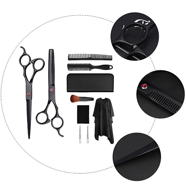 1 Set Enkla Frisörsaxar Platta Tand Saxar Barber Saxar Svart
