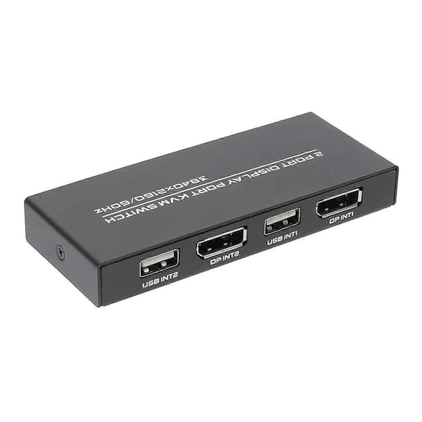 DisplayPort KVM Switch, 4K@60Hz DP USB Switch til 2 computere, deler tastatur, mus, printer og Ultr