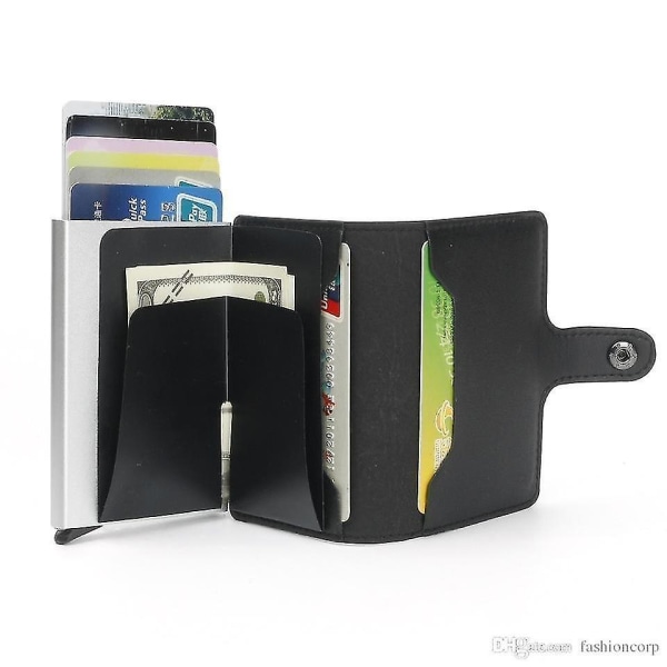 Automatisk pop-up kredittkortboks anti-tyveri sveipe kort bag snap metall lommebok-jbk
