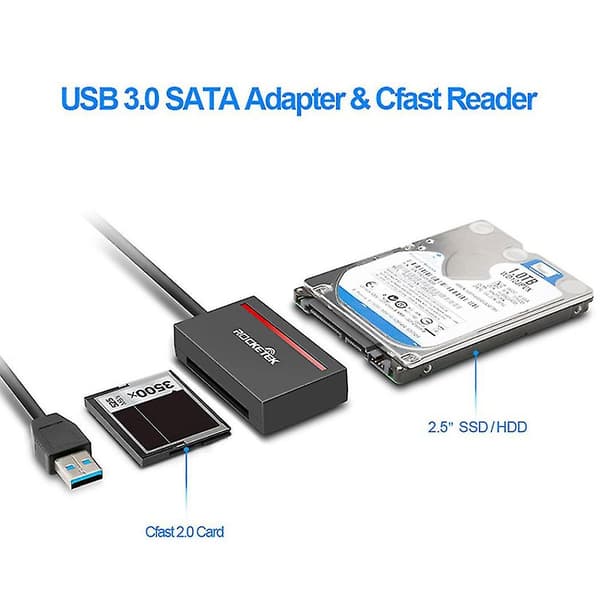 Cfast 2.0 Læser Usb 3.0 Til Sata Adapter Cfast 2.0 Kort Og 2.5 Tommer Hdd Harddisk/Læs Skriv Ssd