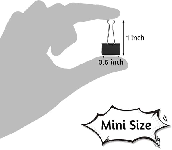 120 stk. Mini Binder Clips - Sort, Små Papirclips 15mm 5/8 Tommer