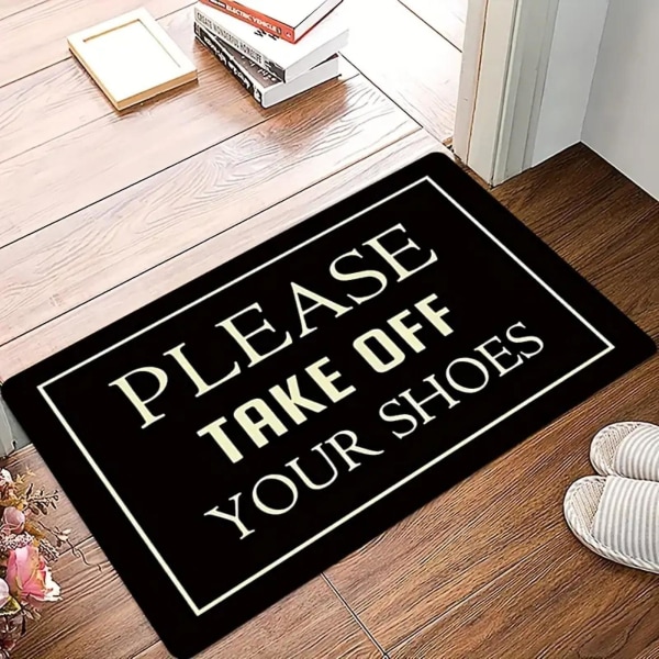 Entrématta, roliga ordspråk, diskret dekorativ dörrmatta, ta av dig skorna halkfri matta, golvmatta för badrum