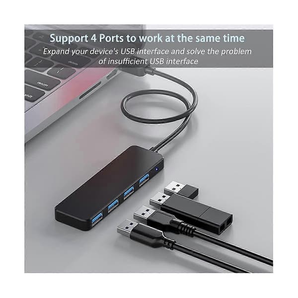4-ports USB-hub, USB 3.0-hub USB-splitter USB-expander för bärbar dator, flash-enhet, hårddisk, konsol, utskrift