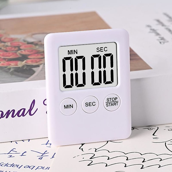 Digital timer med magnet - kjøkken timer hvit