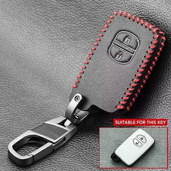 Bilnøkkelveske i lær for Toyota Aqua RAV4 Land Cruiser Camry Prado Corolla Prius Deksel Nøkkelfri Fjernkontroll 2 Knapper 2013 2014