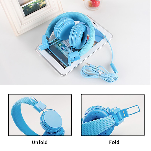 Ep05 Kablet Hodetelefon Høy Fidelitet Støyreduksjon Sammenleggbar 3.5mm Stereo Gaming Headset For Datamaskin-FARGE: Blå