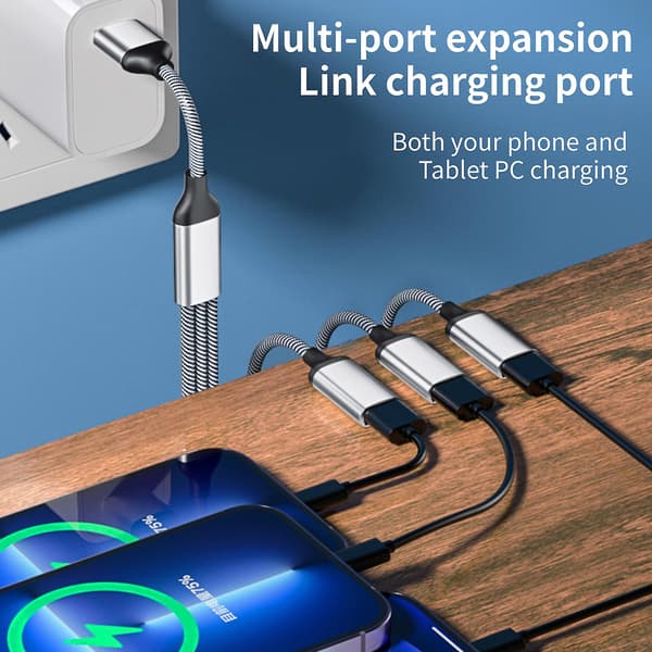USB C Han til 3 USB C Hun Splitter til Type C Telefoner, Tablets, Laptops