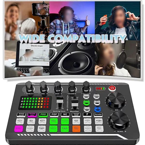 Live Lydkort og Audio Interface med DJ Mixer og Stemmeskifter til Streaming