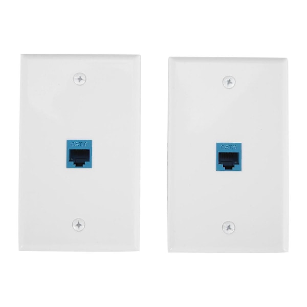 2-pack 1-ports Ethernet väggplatta, RJ45 Cat6 hona till hona jack inline-kopplingar, 1-port