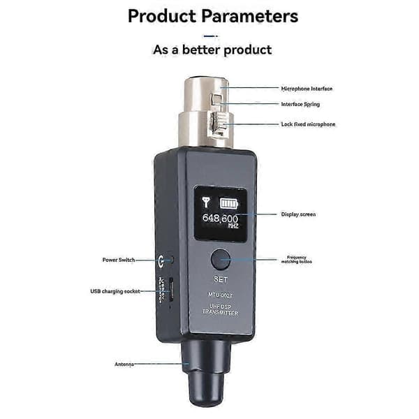 Mikrofon Trådløst System Mikrofon Trådløs Sender UHF Sender Mottaker Mi Linje for Dynamisk