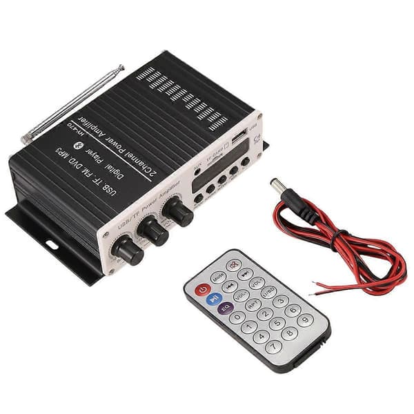 12V Digital Audio Effektforstærker Bluetooth 5.0 HIFI Diskant og Bas Audio AMP 20Wx2 til Hjemmebiograf Klubbil