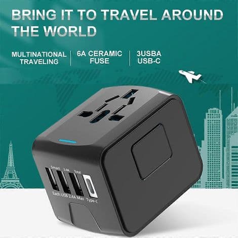 Universal AC-adapter, international rejseoplader til USA AU EU FR