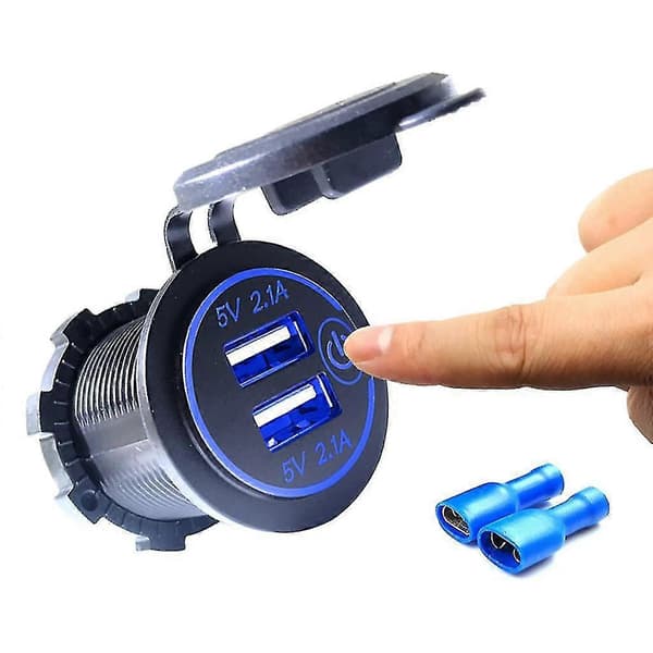 12v-24v Vanntett 3.1a &4.2a&4.8a Dobbel USB Hurtiglader Sokkel Strømuttak