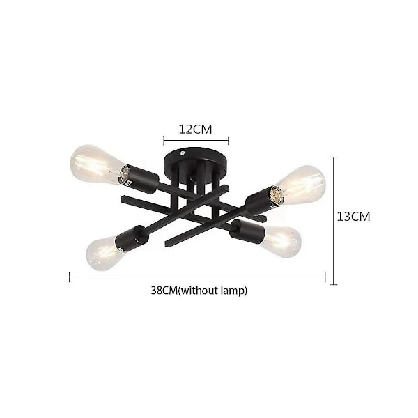 Industriell Stil Amerikansk Taklampe Korridor Gang Stue Lysekrone Semi-innfelt Taklampe (uten Lampe)